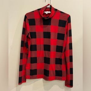 Proenza Schouler Red - Black Plaid Turtleneck Top
